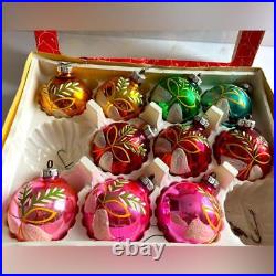 10 Vintage Christmas Glass Mica Ornaments