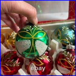 10 Vintage Christmas Glass Mica Ornaments