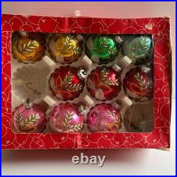 10 Vintage Christmas Glass Mica Ornaments