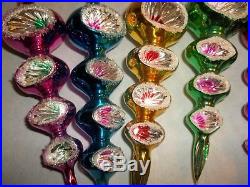10 Vintage Hand Blown Christmas Indented Ornaments