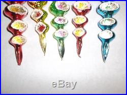 10 Vintage Hand Blown Christmas Indented Ornaments