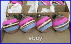 10 WWII unsilvered glass ornaments SHINY BRITE striped exceptional condition