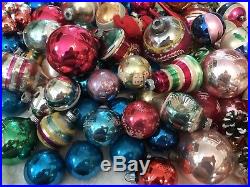 100pc Lot Vintage Christmas Ornaments Shiny Brite, UFO, Indent, Stencil, Elf