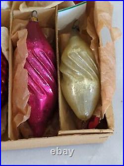 11 Vtg Mercury Glass Twisted Pink Teardrop Icicle Christmas Ornament Pinecone