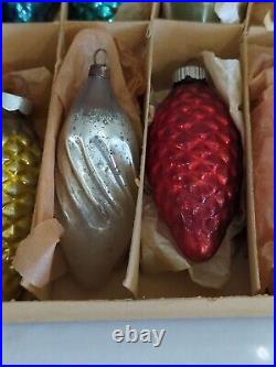 11 Vtg Mercury Glass Twisted Pink Teardrop Icicle Christmas Ornament Pinecone