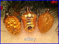 12 Antique Embossed Glass Figural Feather Tree Christmas Ornaments Germany