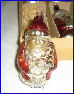 12 Antique German Christmas Mercury Glass Santa Holding Christmas Tree Ornaments