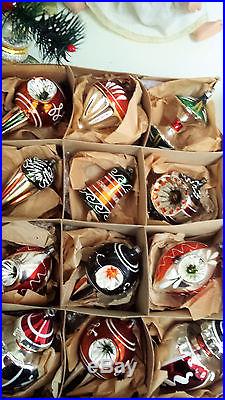 12 Antique German Glass Christmas Ornaments Apple Core, Ice Cream Cone, Top, Ind