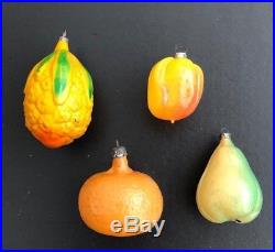 12 Antique Glass German Feather Tree Fruit XMAS Ornaments Unsilver Paint Texture