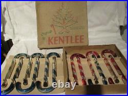 12 Antique Mercury Glass Red Blue Candy Canes Christmas Ornaments KENTLEE/ Box