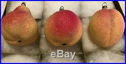 12 Antique Unsilvered German Xmas Ornaments Peach Apple Pear Berries Lemon Grape
