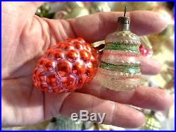 12 Antique Vtg Feather Tree German Glass Embossed Figural Xmas Ornaments Bumpy