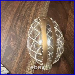 12 Blown Glass Ornaments Christmas Egg Shape 4 inch Poland Handmade Gold Set