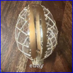 12 Blown Glass Ornaments Christmas Egg Shape 4 inch Poland Handmade Gold Set