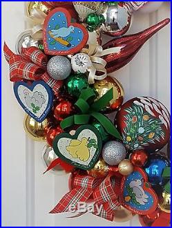 12 Days of Christmas 22 Glass & Wood Christmas Holiday Ornament Wreath Vintage