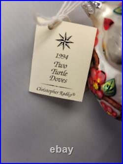 12 Days of Christmas Ornament 2 Turtle Doves Radko Glass Rare Retired#2415 R57