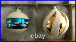 12 LARGE Vtg. 1950s Mercury Glass Xmas Ornaments Santa Indents Teardrops Poland#