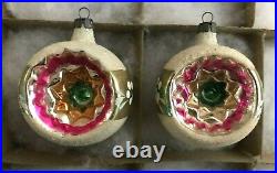 12 LARGE Vtg. 1950s Mercury Glass Xmas Ornaments Santa Indents Teardrops Poland#