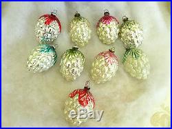 12 Old Japan Germany Glass BERRY shape Feather Tree Xmas Ornaments Bumpy Paint