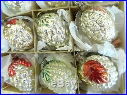 12 Old Japan Germany Glass BERRY shape Feather Tree Xmas Ornaments Bumpy Paint