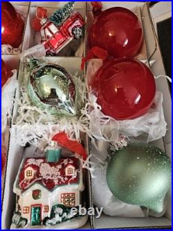 12 Piece Luxury Frontgate Holiday Collection Glass Ornaments Excellent Cond