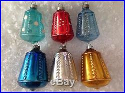 12 RARE Antique Vtg 1939 CORNING Beaded Glass Xmas Ornaments Paint Lantern Buoy