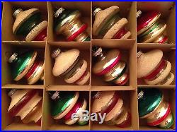 12 Shiny Brite Xmas Tree Ornaments Unsilvered Lantern Mica Glitter ATOMIC UFOs