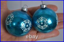 12 Vintage Coby Glass Christmas Tree Ornaments With Box Lace Grapes Snowflakes