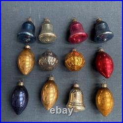 12 Vintage Corning Glass Works Christmas Tree Ornaments in Box WWII era USA