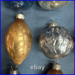 12 Vintage Corning Glass Works Christmas Tree Ornaments in Box WWII era USA