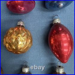 12 Vintage Corning Glass Works Christmas Tree Ornaments in Box WWII era USA