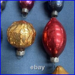 12 Vintage Corning Glass Works Christmas Tree Ornaments in Box WWII era USA