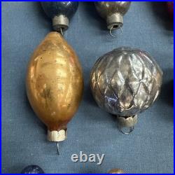 12 Vintage Corning Glass Works Christmas Tree Ornaments in Box WWII era USA