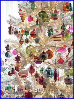 12 Vintage FANTASIA 3 Pink Large Glass Christmas Tree Ornaments IOB Poland