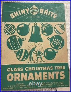 12 Vintage Glass Small BELL Christmas Ornaments Shiny Brite In Box