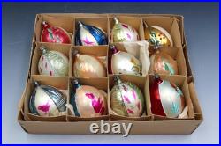 12 Vintage Poland Boxed Mercury Glass Christmas Ornaments Teardrop 4.5 12 Vintage Poland Boxed Mercury Glass Christmas Ornaments Teardrop 4.5