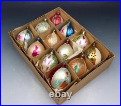 12 Vintage Poland Boxed Mercury Glass Christmas Ornaments Teardrop 4.5 12 Vintage Poland Boxed Mercury Glass Christmas Ornaments Teardrop 4.5