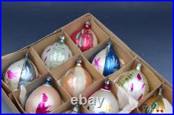 12 Vintage Poland Boxed Mercury Glass Christmas Ornaments Teardrop 4.5 12 Vintage Poland Boxed Mercury Glass Christmas Ornaments Teardrop 4.5
