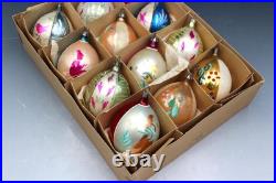 12 Vintage Poland Boxed Mercury Glass Christmas Ornaments Teardrop 4.5 12 Vintage Poland Boxed Mercury Glass Christmas Ornaments Teardrop 4.5