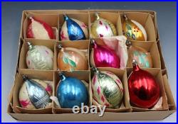 12 Vintage Poland Boxed Mercury Glass Christmas Ornaments Teardrop 4.5 12 Vintage Poland Boxed Mercury Glass Christmas Ornaments Teardrop 4.5