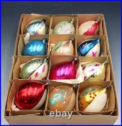 12 Vintage Poland Boxed Mercury Glass Christmas Ornaments Teardrop 4.5 12 Vintage Poland Boxed Mercury Glass Christmas Ornaments Teardrop 4.5
