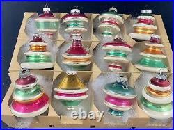 12 Vintage Shiny Brite Atomic, Ufo, Top, Tornado, Glass Christmas Ornaments