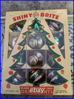 12 Vintage Shiny Brite Christmas Ornaments in Original Box See Description