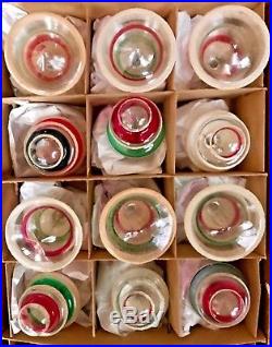 12 Vintage Unsilvered Frosted Shiny Brite Tree & Tops Glass Christmas Ornaments