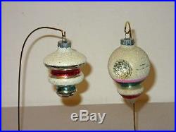12 Vtg 40's Christmas Mica Glass Ornaments Shiny Brite Top Lantern 3 unsilvered