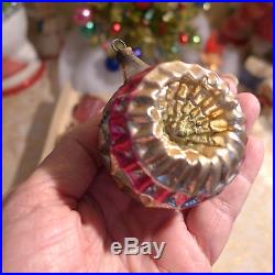 12 Vtg Rare Bumpy Texture German Shiny B Japan Indent Glass Xmas Ornament Box