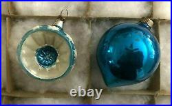 12 Vtg Xmas Ornaments Shiny Brite Stencils Bell Indent Lantern Cabin Bird Swirl