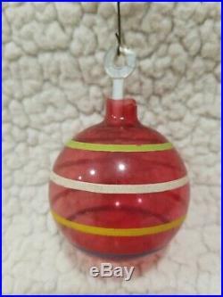 12 Vtg unsilvered WW2 XMAS outside painted striped Glass Ornaments