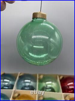 12 WWII Era Unsilvered Paper Cap Glass Christmas Ornaments