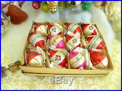 12 small 2 Teardrop Painted Glass Feather Tree Poland Xmas Ornaments Patriotic